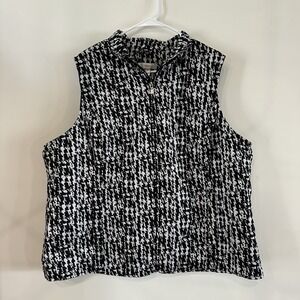 Women's‎ C.J. Banks Quilted Vest Black White Zip 2X Plus Fall Winter